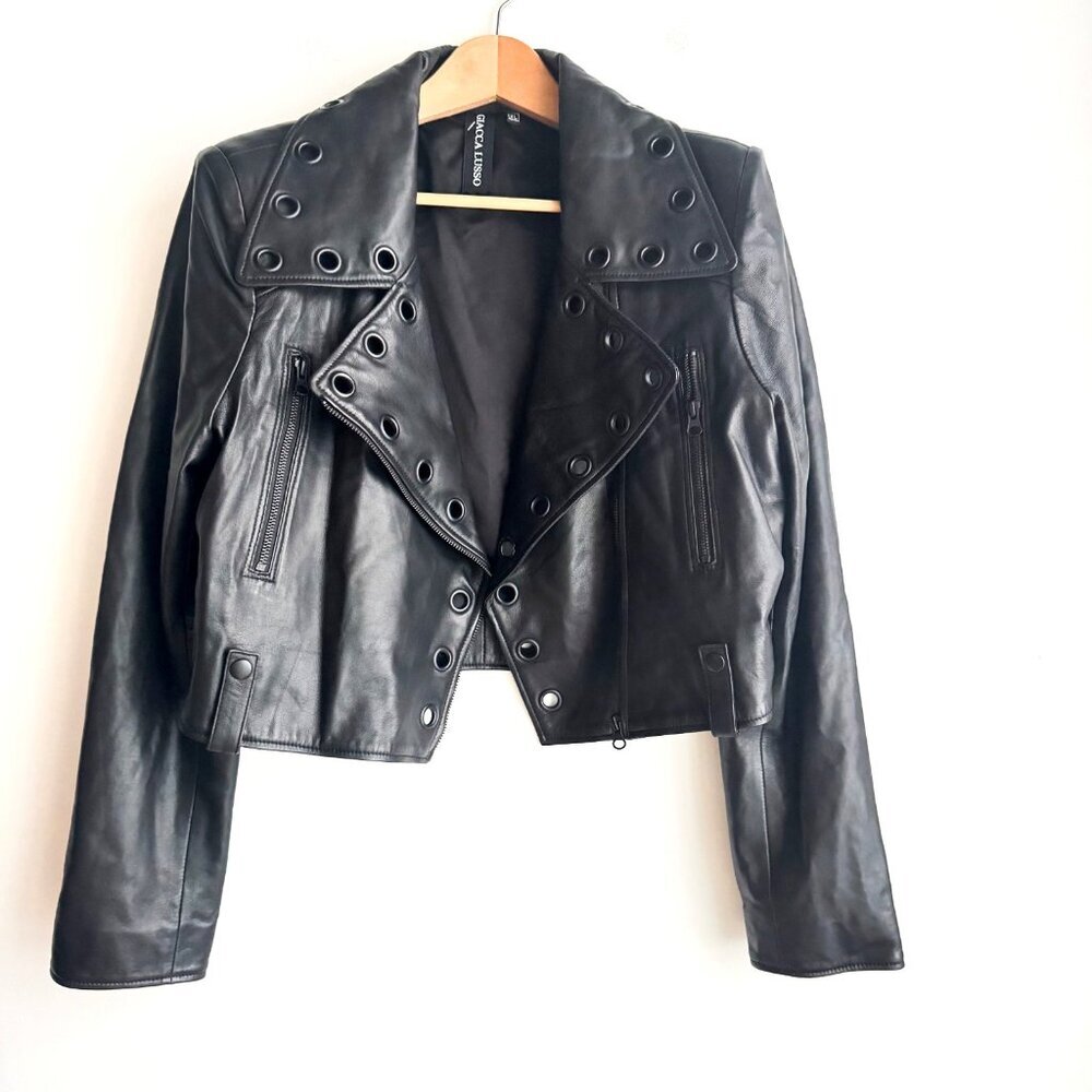 Giacca Lusso Lambskin Buttery Soft Cropped Leather Jacket Xl